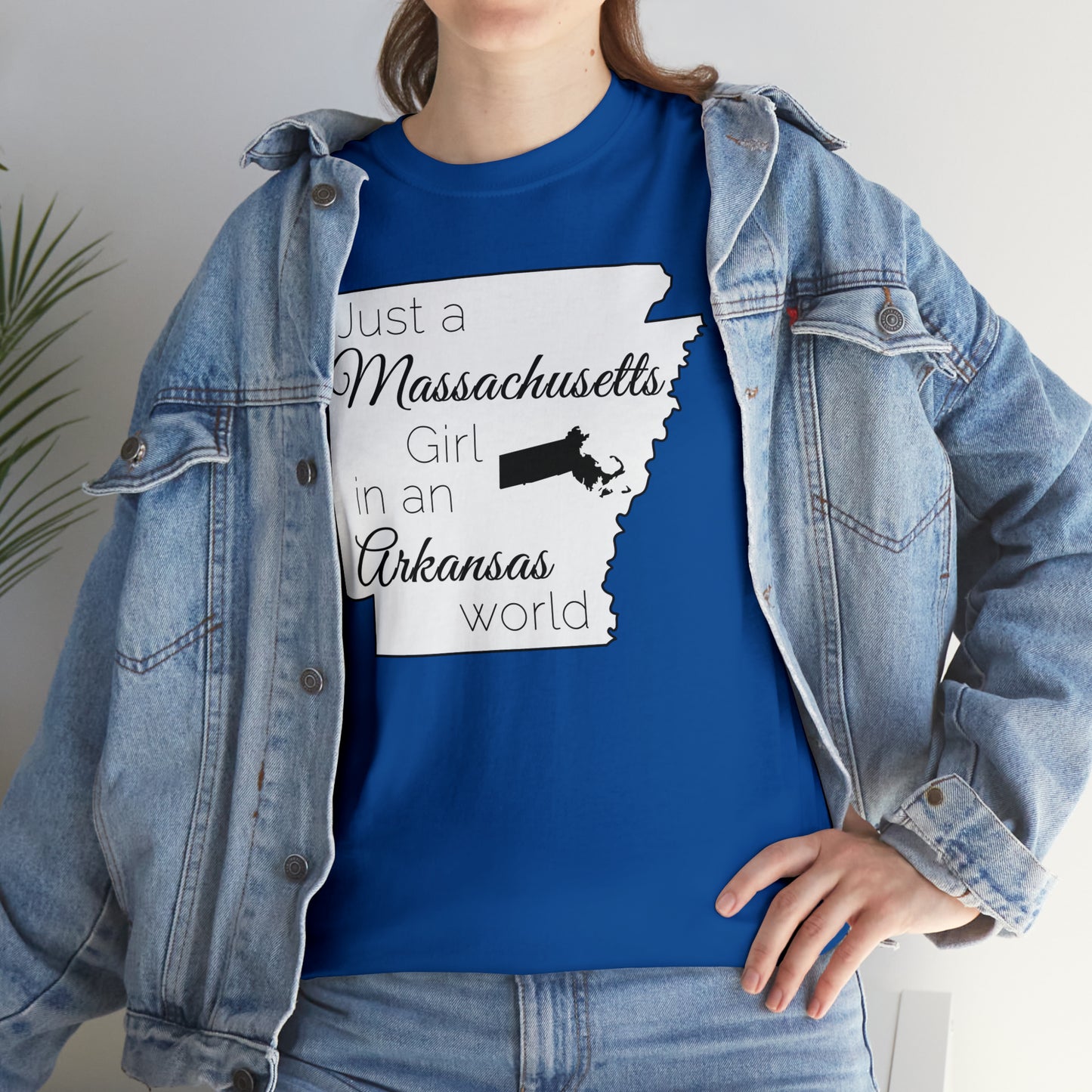 Just a Massachusetts Girl in an Arkansas World Unisex Heavy Cotton Tee