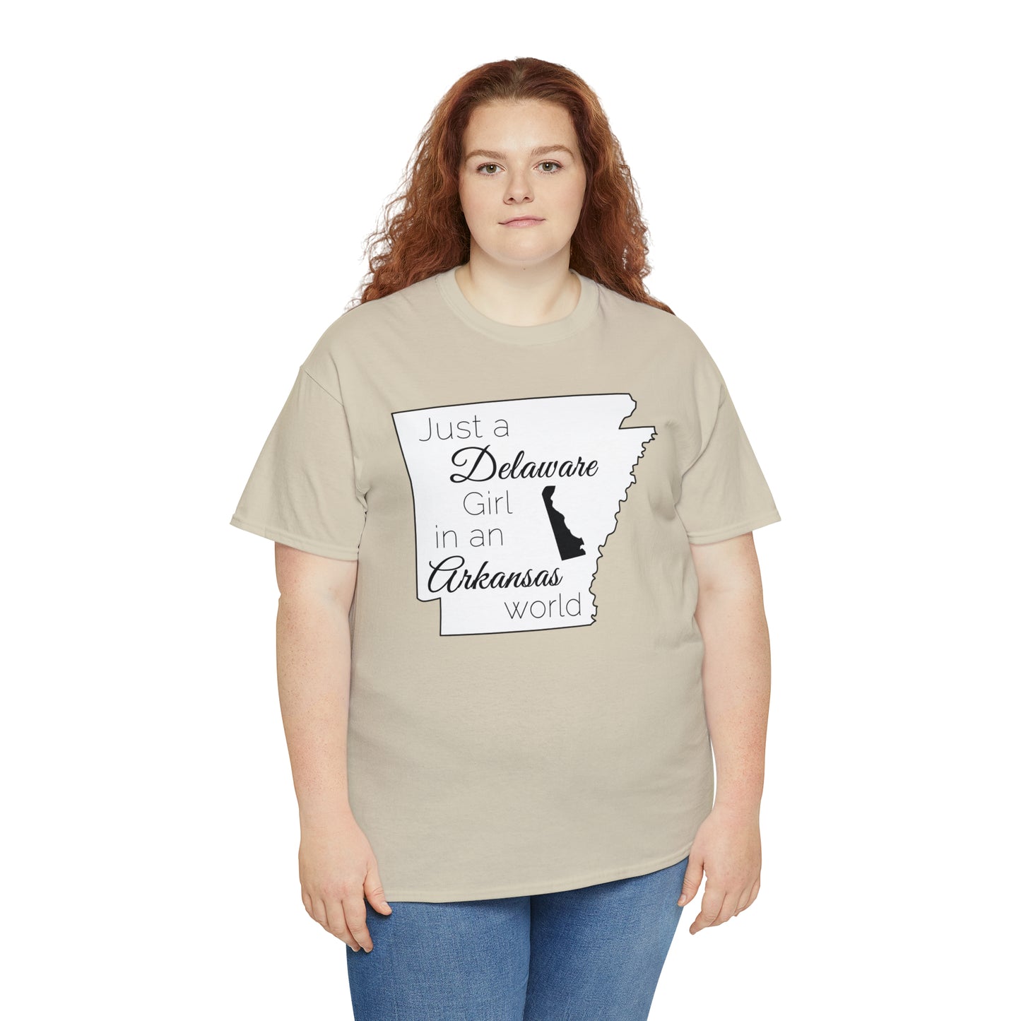 Just a Delaware Girl in an Arkansas World Unisex Heavy Cotton Tee