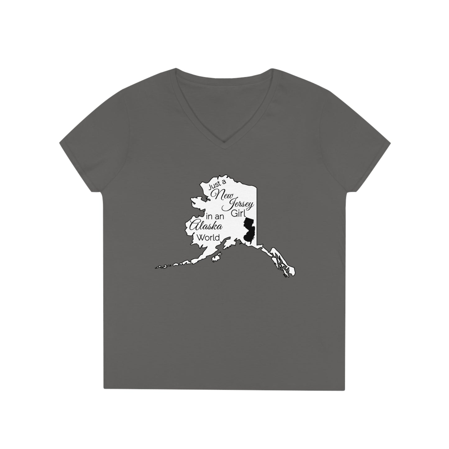 Just a New Jersey Girl in an Alaska World Ladies' V-Neck T-Shirt