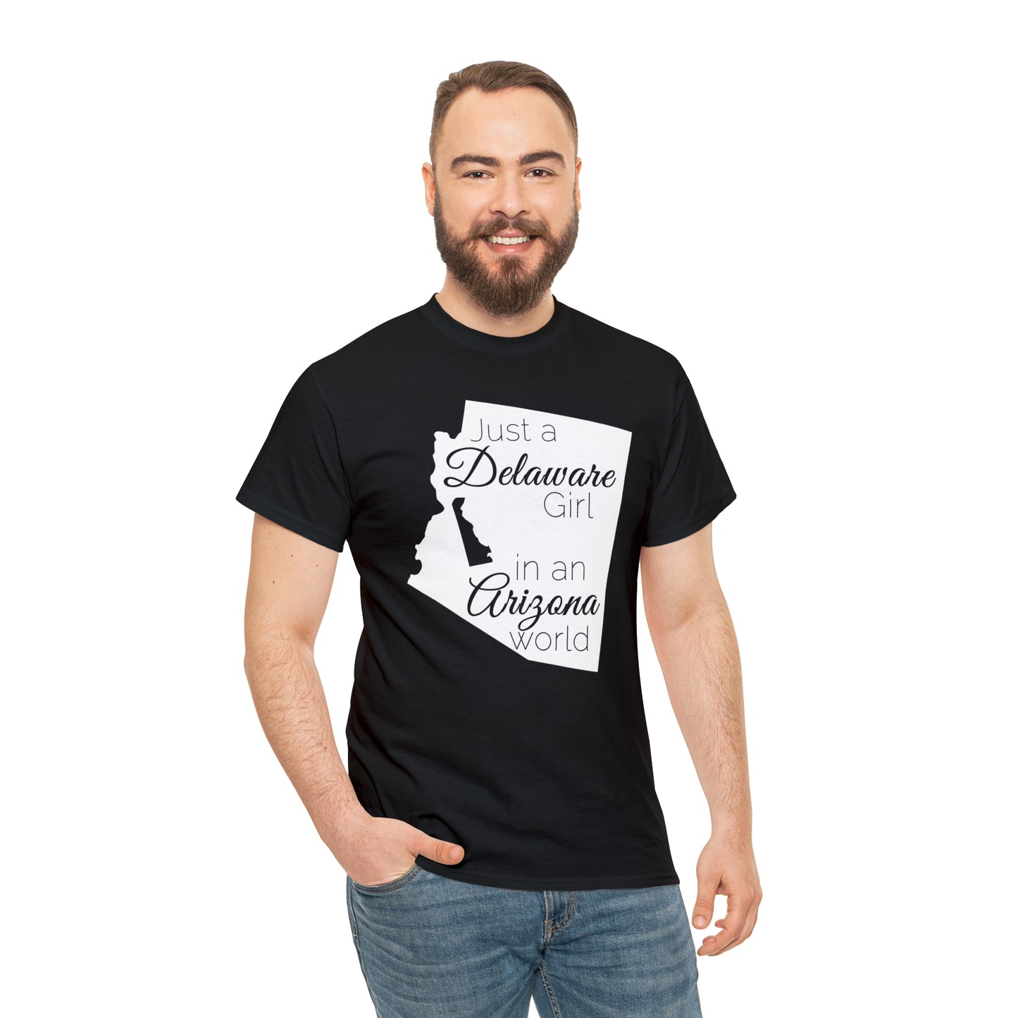 Just a Delaware Girl in an Arizona World Unisex Heavy Cotton Tee