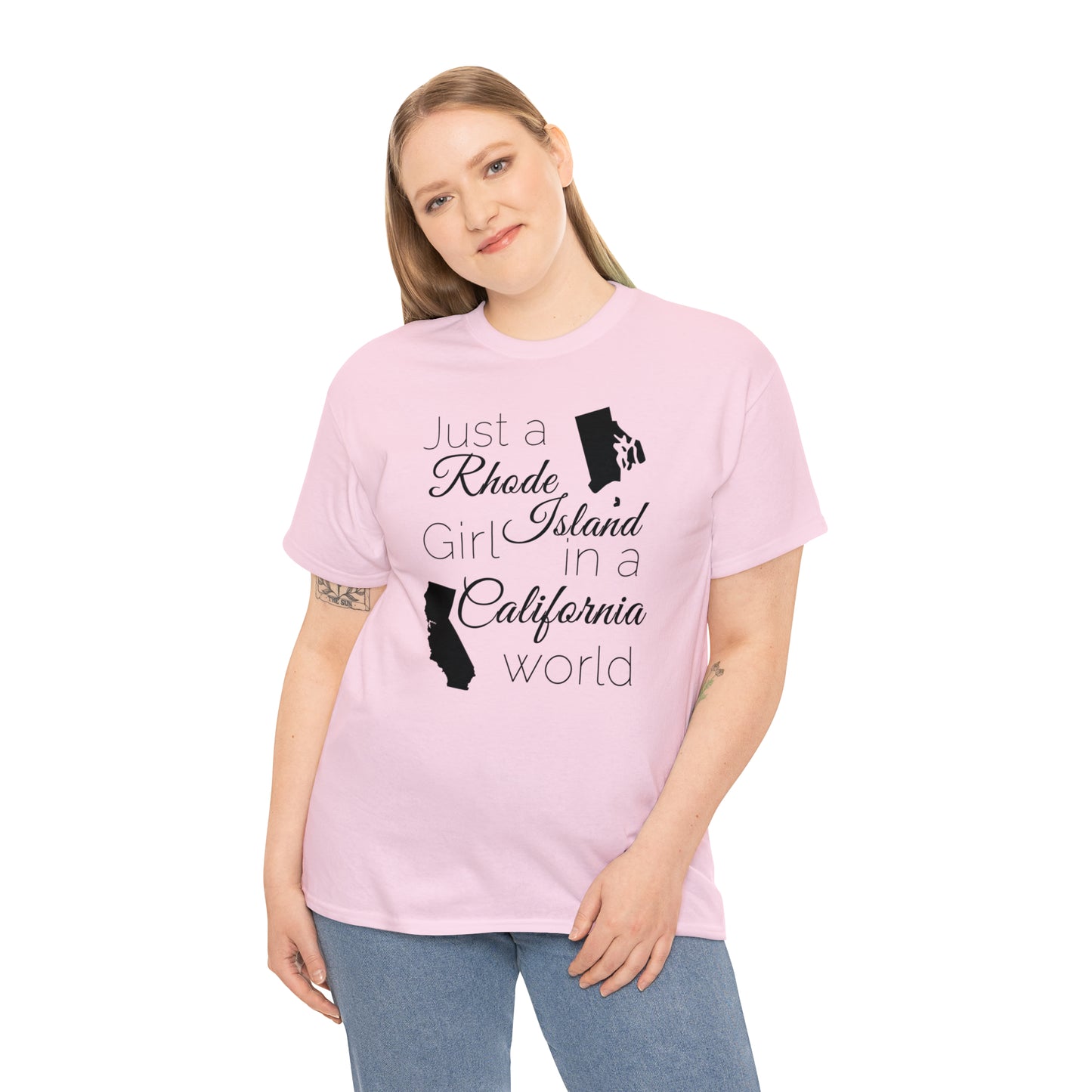 Just a Rhode Island Girl in a California World Unisex Heavy Cotton Tee