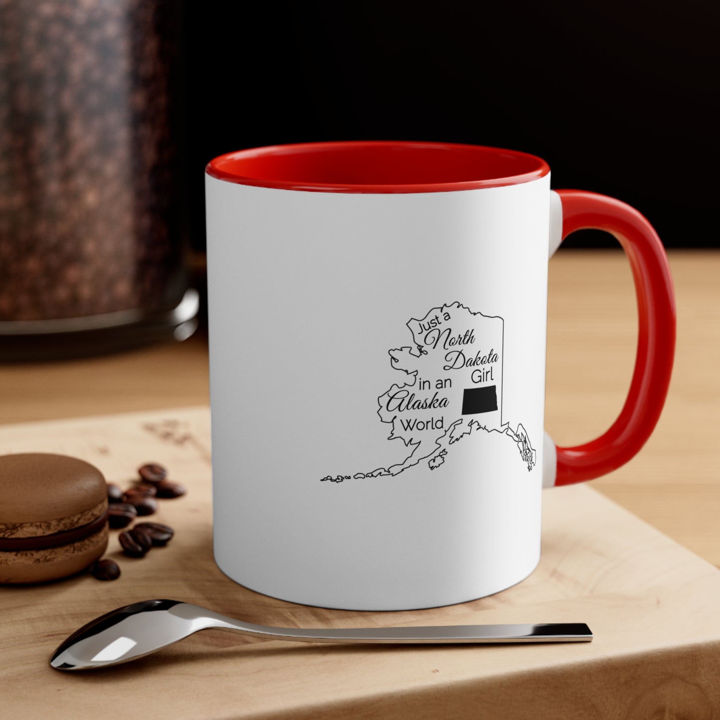 Just a North Dakota Girl in an Alabama World Accent Coffee Mug, 11oz
