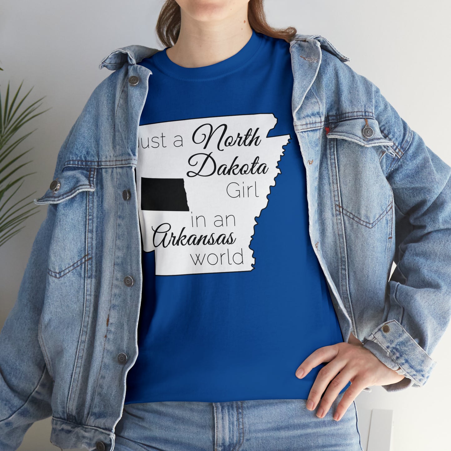 Just a North Dakota Girl in an Arkansas World Unisex Heavy Cotton Tee