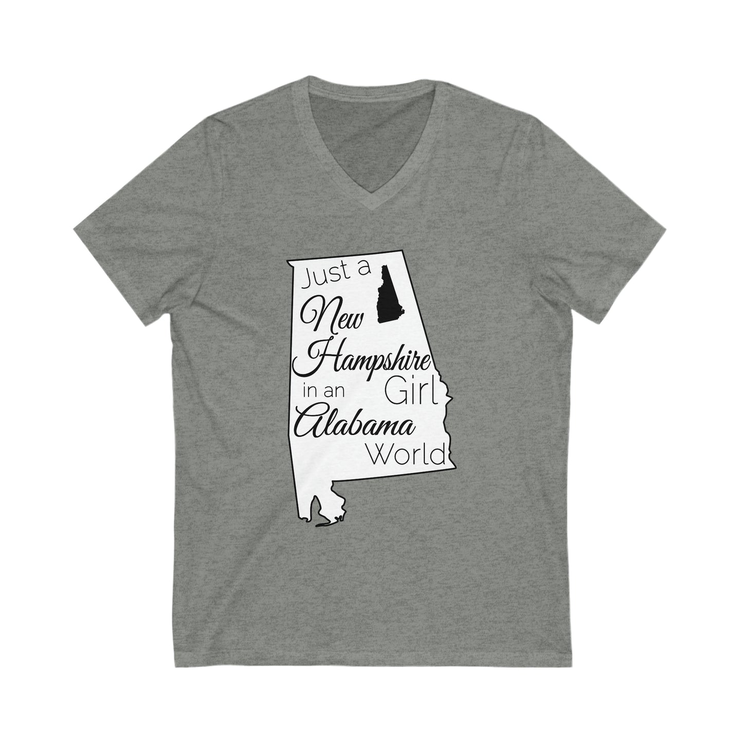 Just a New Hampshire Girl in an Alabama World Unisex Jersey Short Sleeve V-Neck Tee