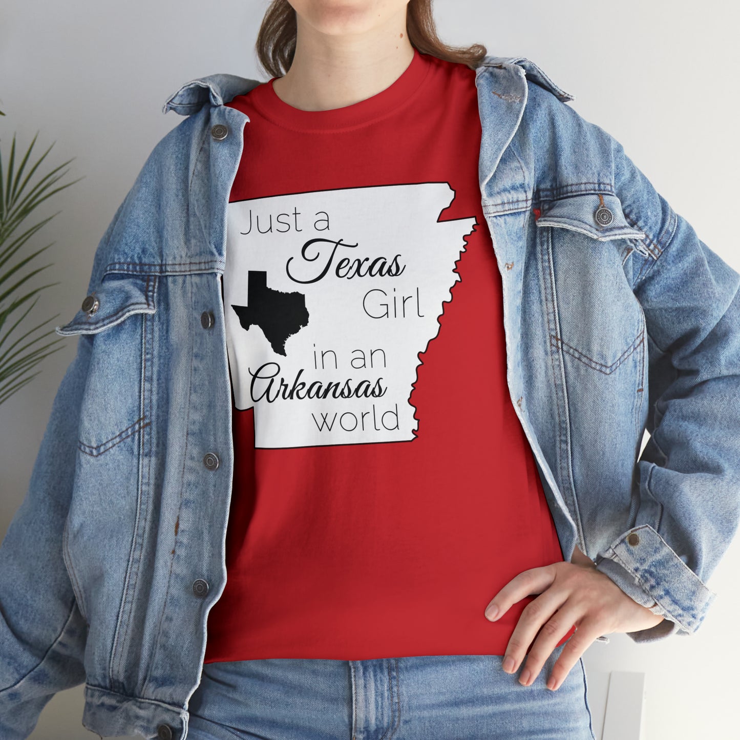 Just a Texas Girl in an Arkansas World Unisex Heavy Cotton Tee