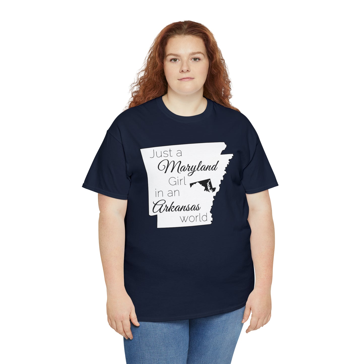Just a Maryland Girl in an Arkansas World Unisex Heavy Cotton Tee