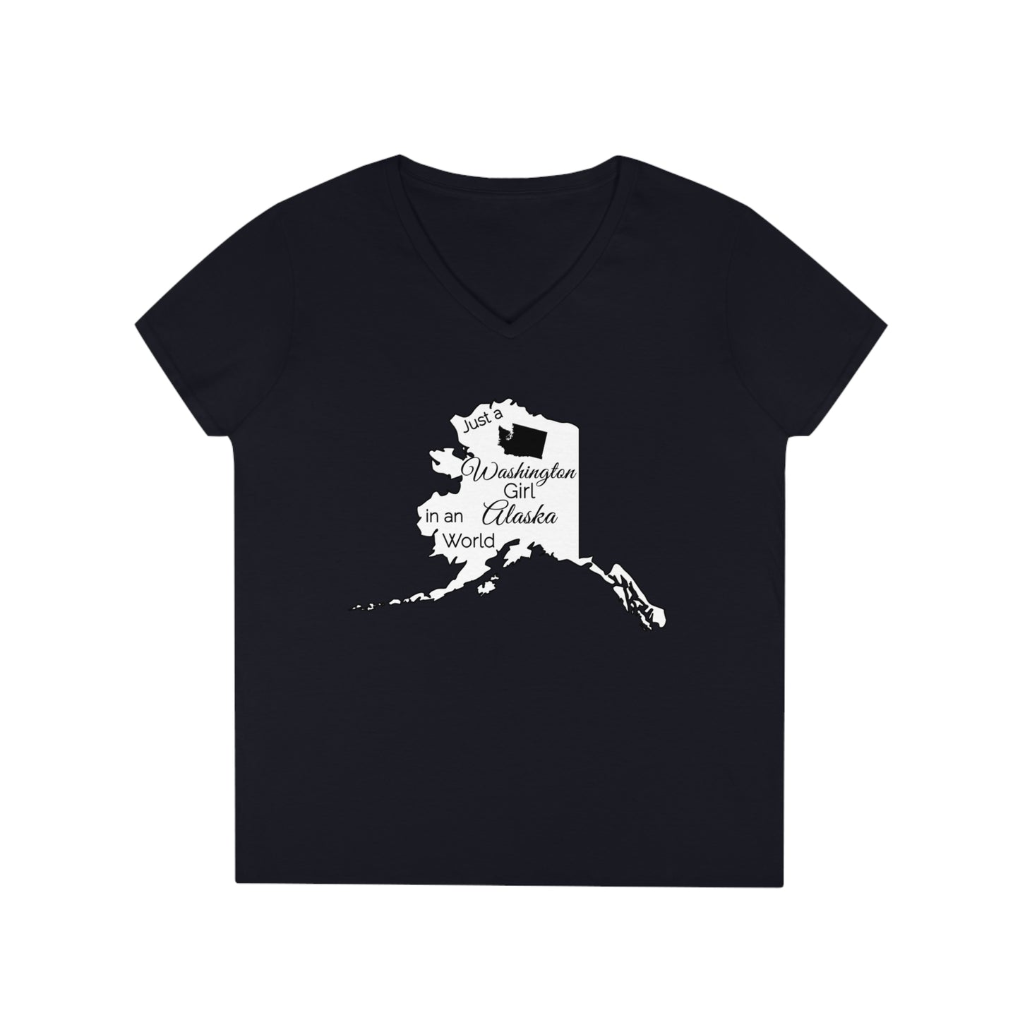 Just a Washington Girl in an Alaska World Ladies' V-Neck T-Shirt