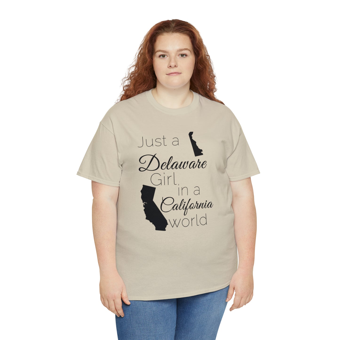 Just a Delaware Girl in a California World Unisex Heavy Cotton Tee