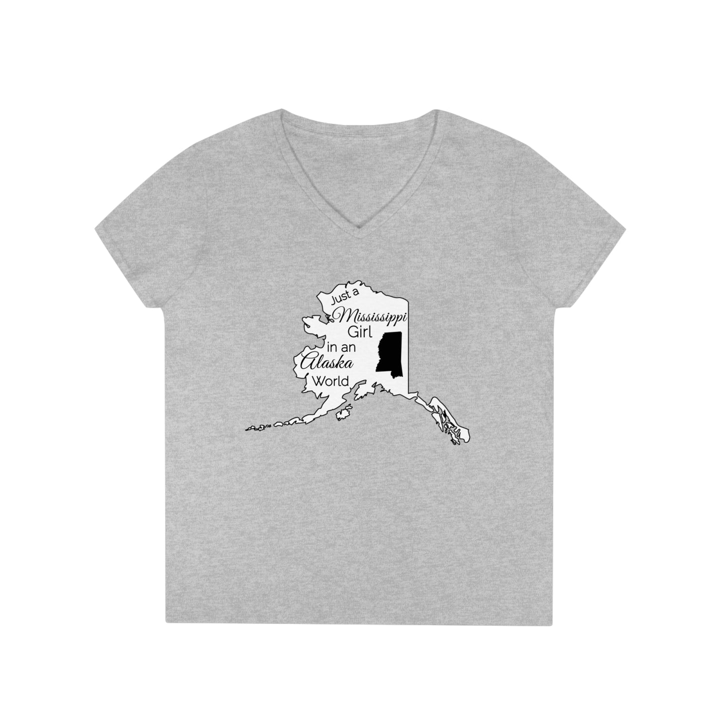 Just a Mississippi Girl in an Alaska World Ladies' V-Neck T-Shirt