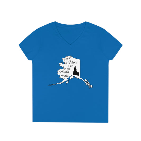 Just an Idaho Girl in an Alaska World Ladies' V-Neck T-Shirt