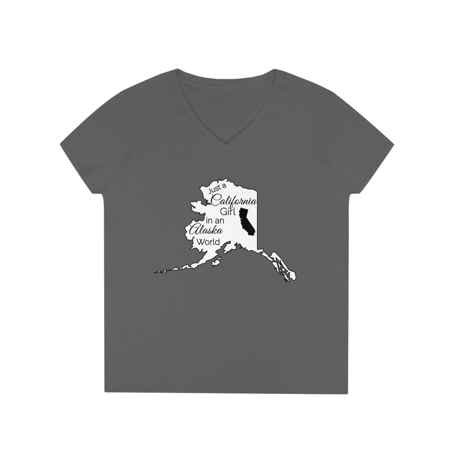 Just a California Girl in an Alaska World Ladies' V-Neck T-Shirt