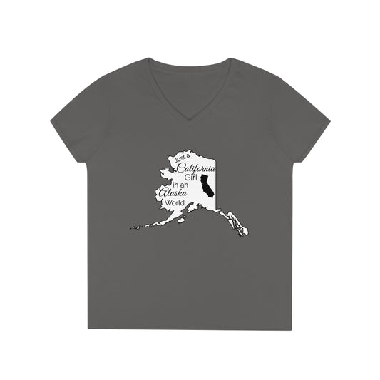 Just a California Girl in an Alaska World Ladies' V-Neck T-Shirt