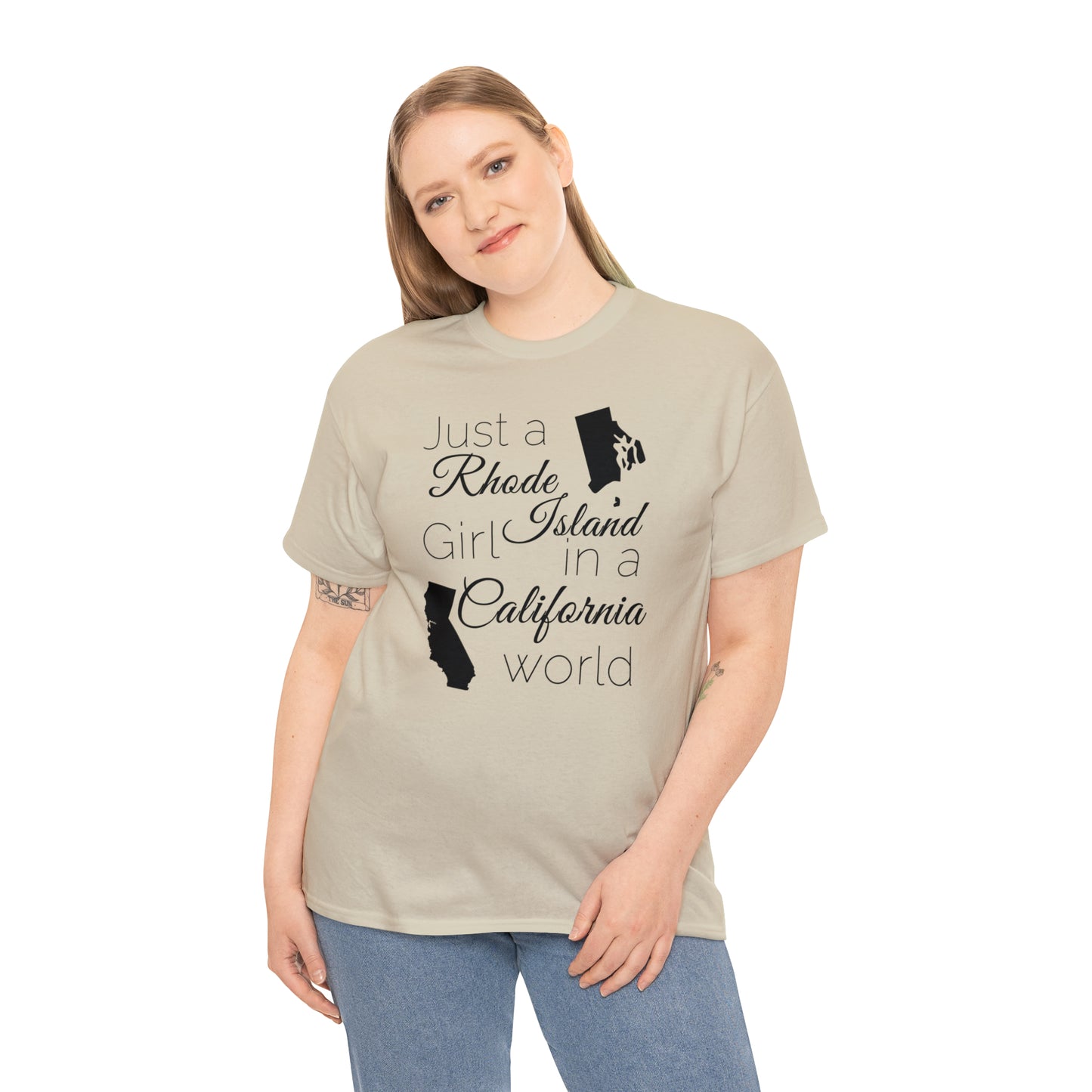 Just a Rhode Island Girl in a California World Unisex Heavy Cotton Tee