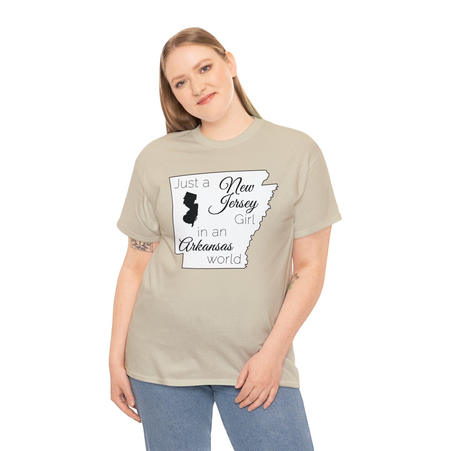 Just a New Jersey Girl in an Arkansas World Unisex Heavy Cotton Tee