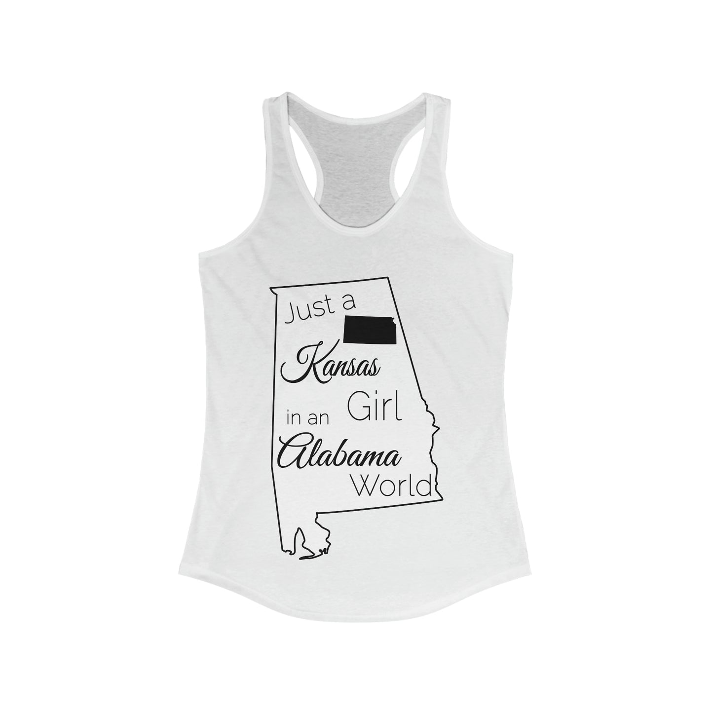 Just a Kansas Girl in an Alabama World Women's Ideal Racerback Tank