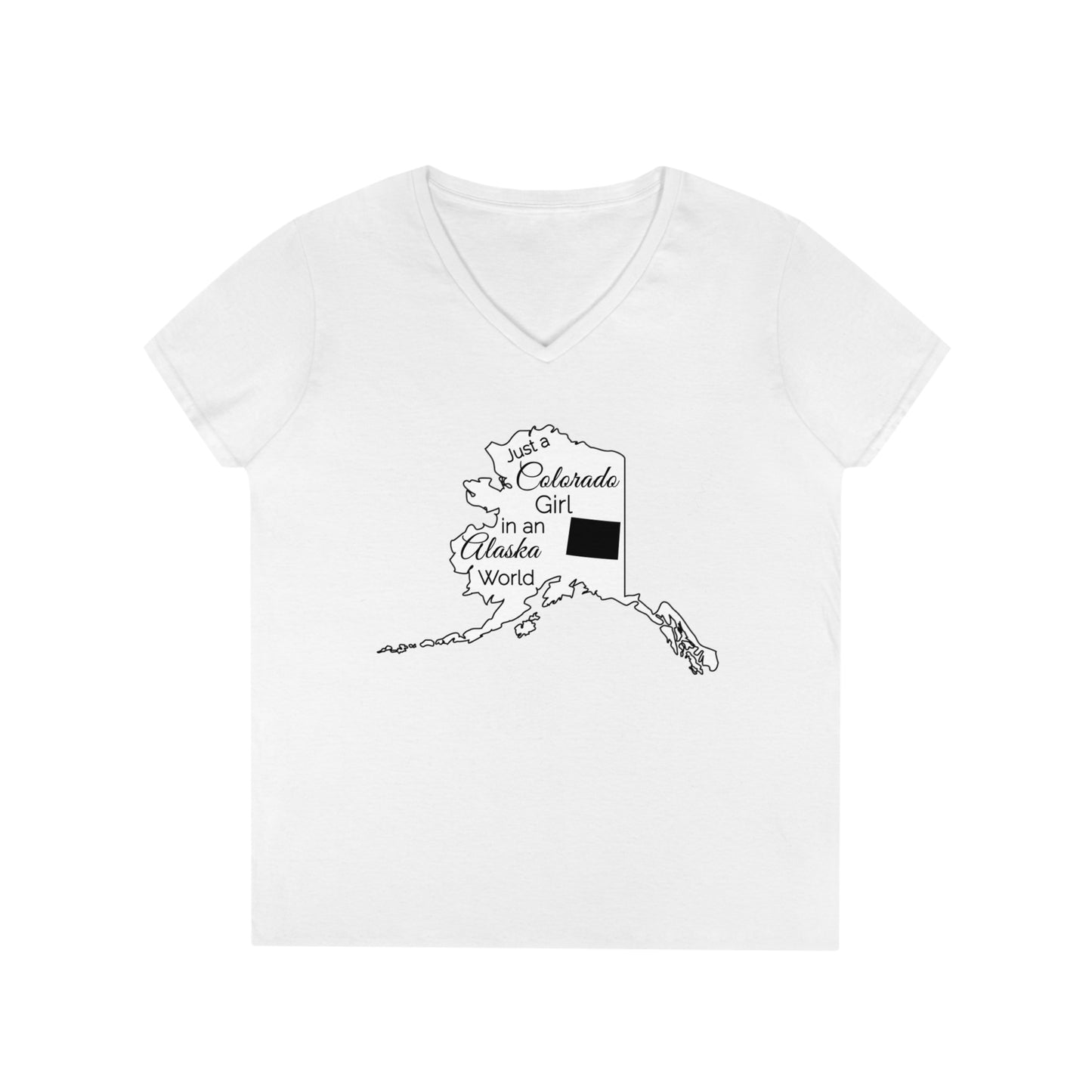 Just a Colorado Girl in an Alaska World Ladies' V-Neck T-Shirt