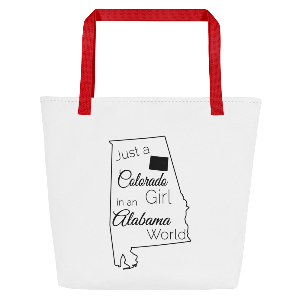 Just a Colorado Girl in an Alabama World Large Tote Bag