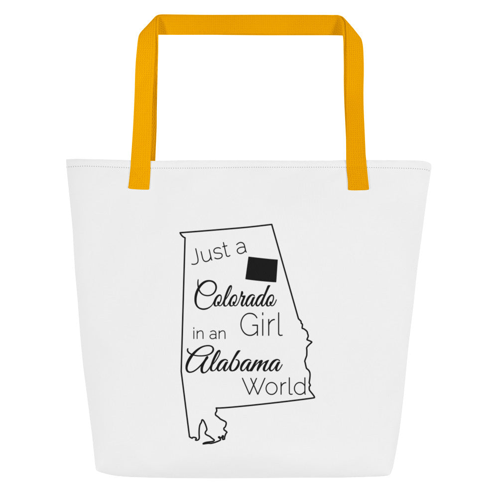Just a Colorado Girl in an Alabama World Large Tote Bag