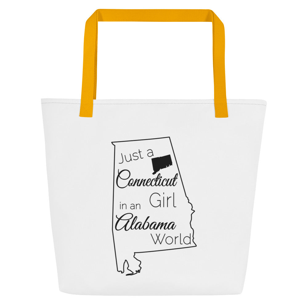 Just a Connecticut Girl in an Alabama World Large Tote Bag