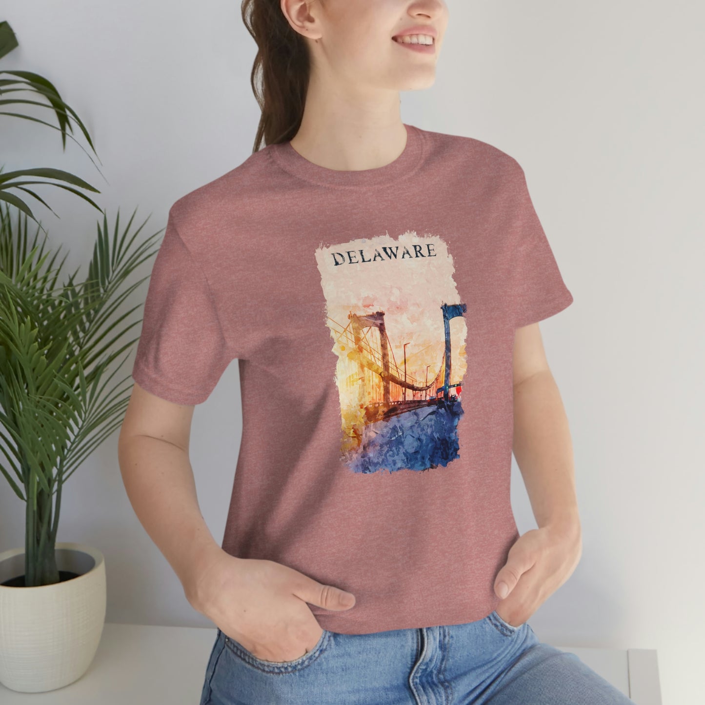 Delaware Memorial Bridge Watercolor Short Sleeve  T-shirt