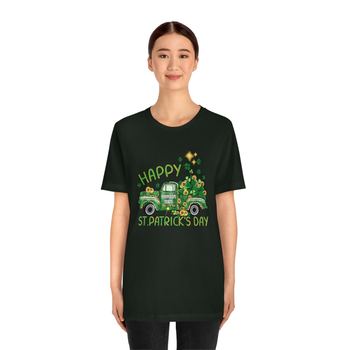 Happy St. Patrick's Day Shamrock Farms Truck Unisex Jersey Short Sleeve Tee