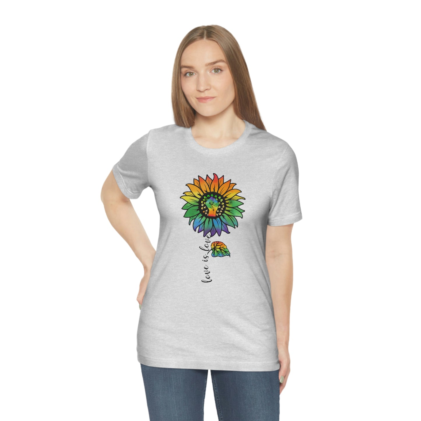 Love is Love Sunflower LGBTQIA Print Unisex Jersey Short Sleeve Tee