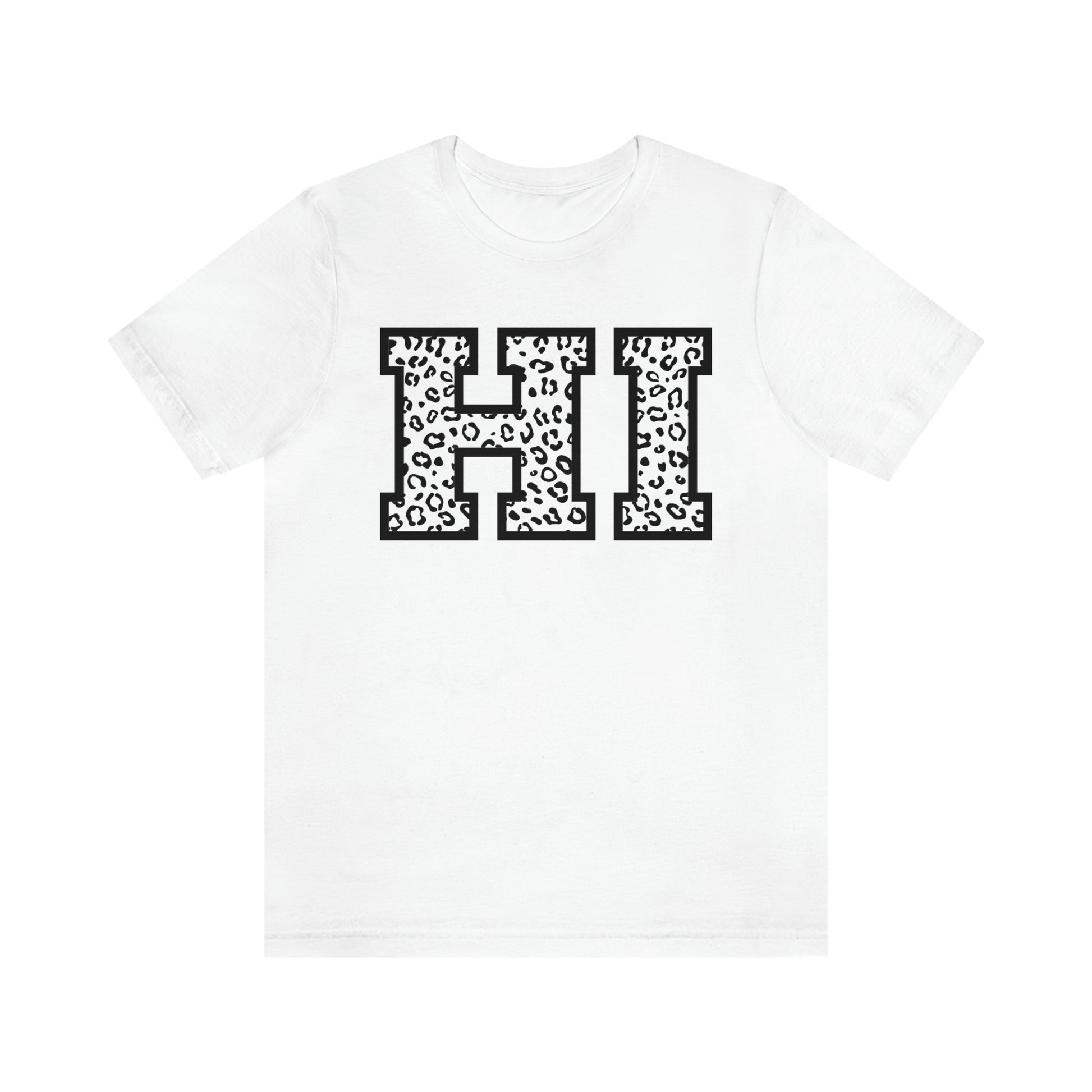 Hawaii HI Leopard Print Letters Short Sleeve T-shirt