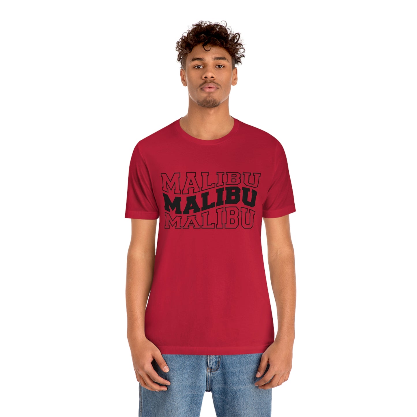 Malibu California Varsity Letters Wavy Unisex Jersey Short Sleeve Tee Tshirt T-shirt