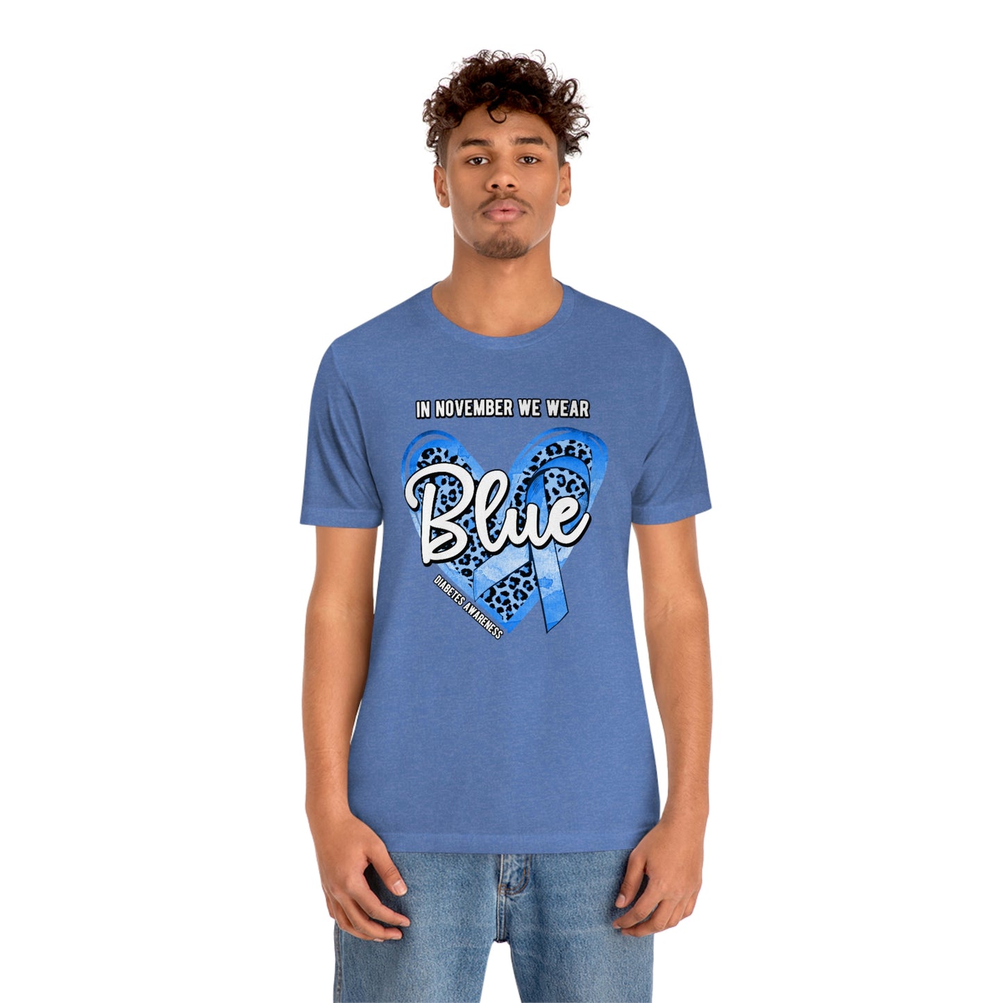 In November We Wear Blue Diabetes Awareness Print Unisex Jersey Short Sleeve Tee