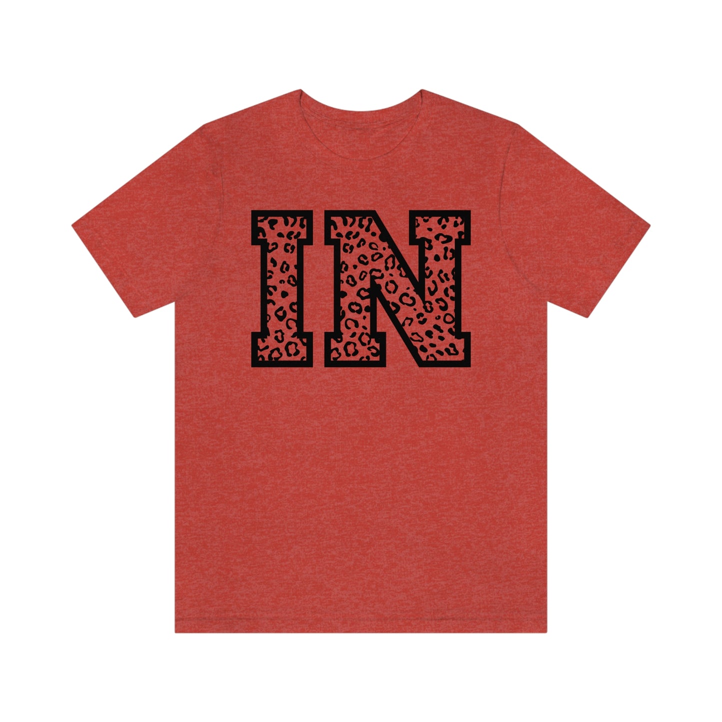 Indiana IN Leopard Print Letters Short Sleeve T-shirt