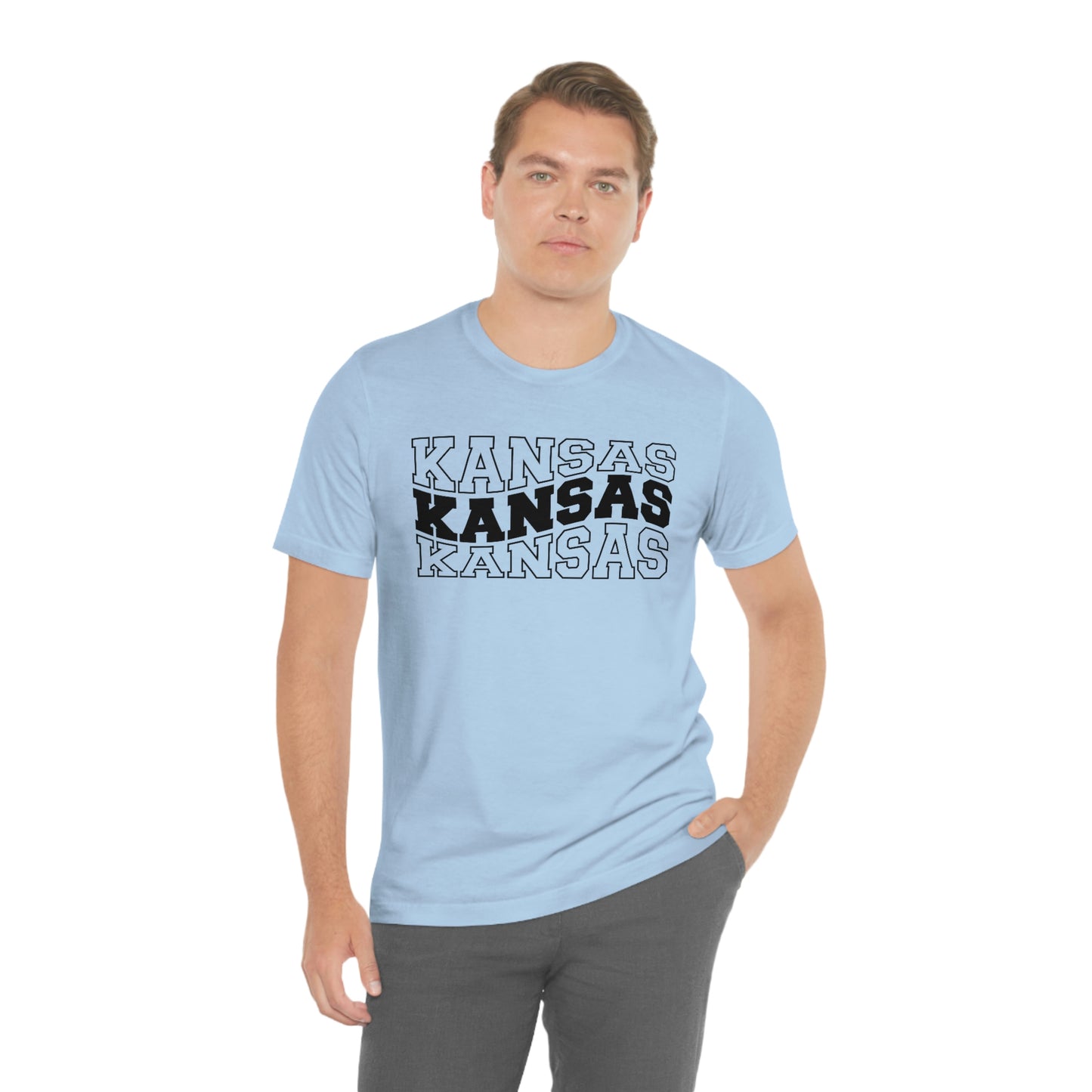 Kansas Varsity Letters Triple Wavy Short Sleeve T-shirt