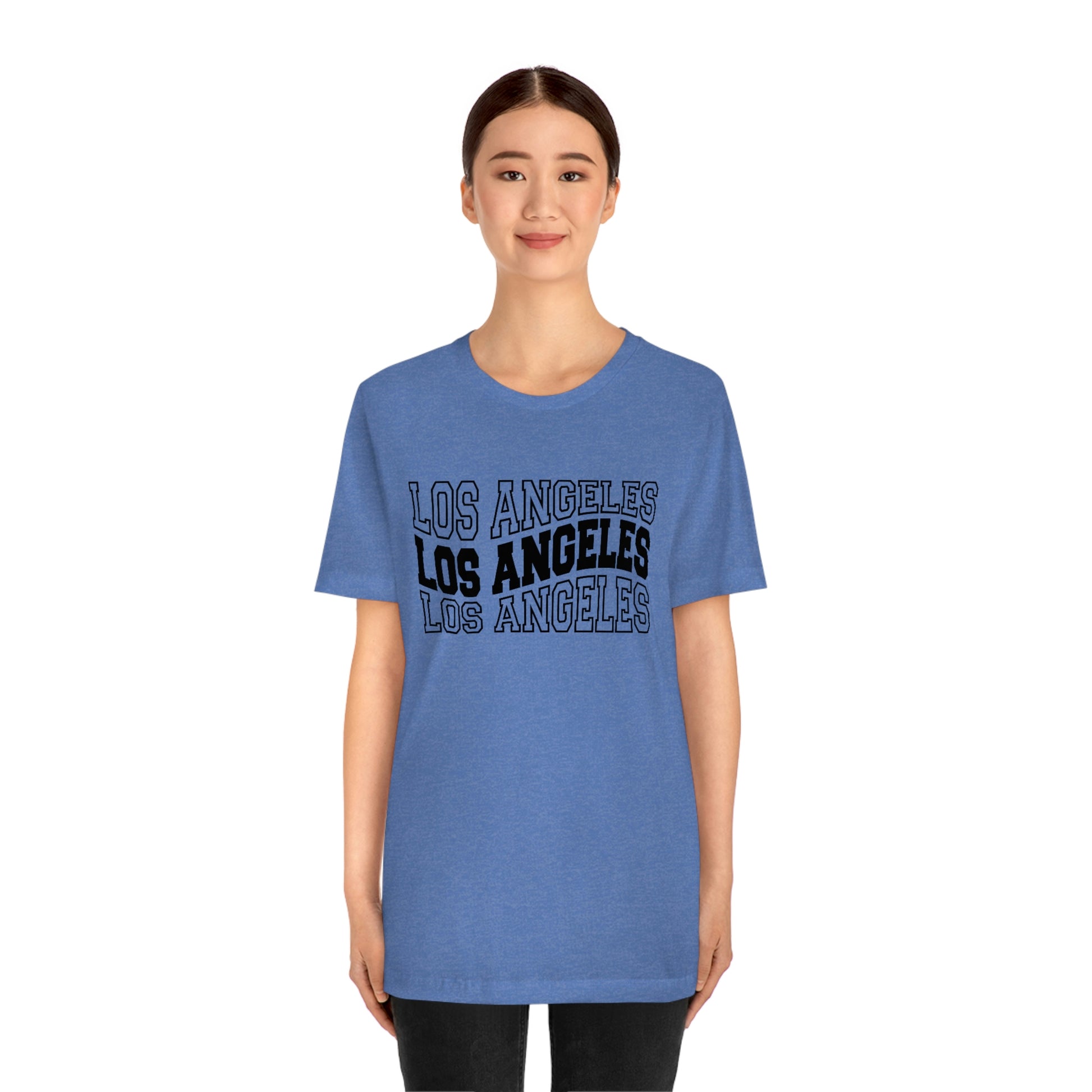 Los Angeles Varsity Letters Wavy Unisex Jersey Short Sleeve Tee Tshirt T-shirt