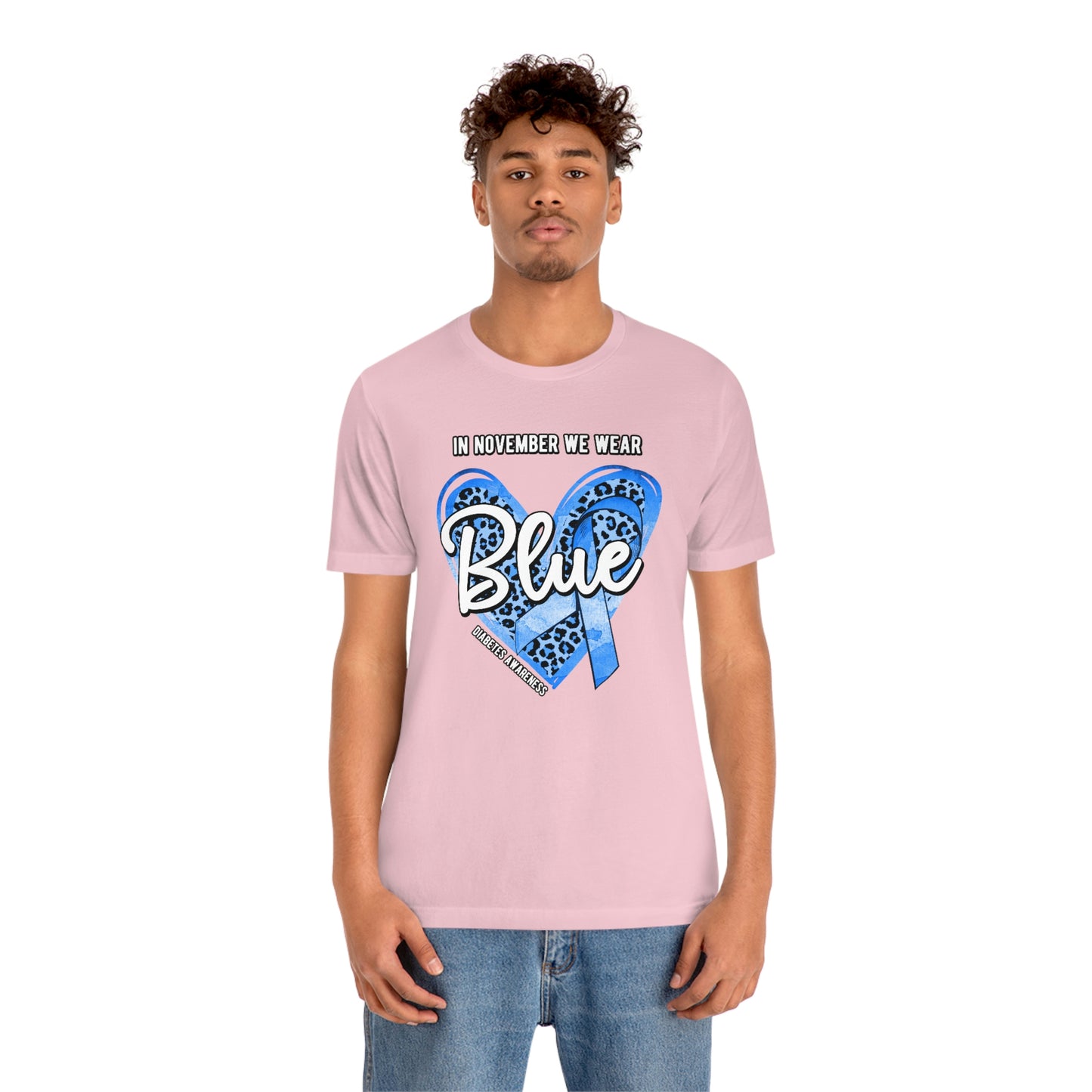 In November We Wear Blue Diabetes Awareness Print Unisex Jersey Short Sleeve Tee