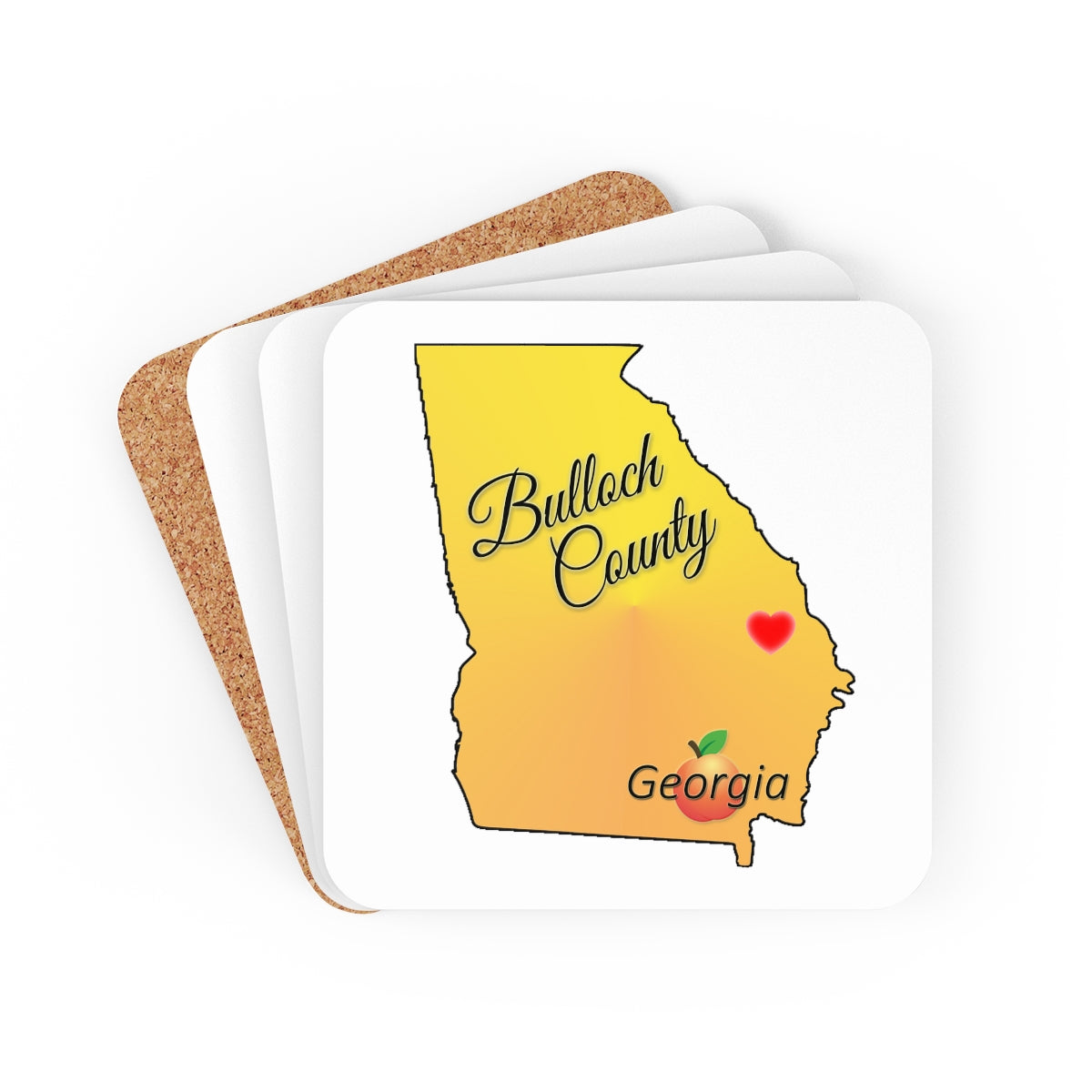 Bulloch County Georgia Corkwood Coaster Set