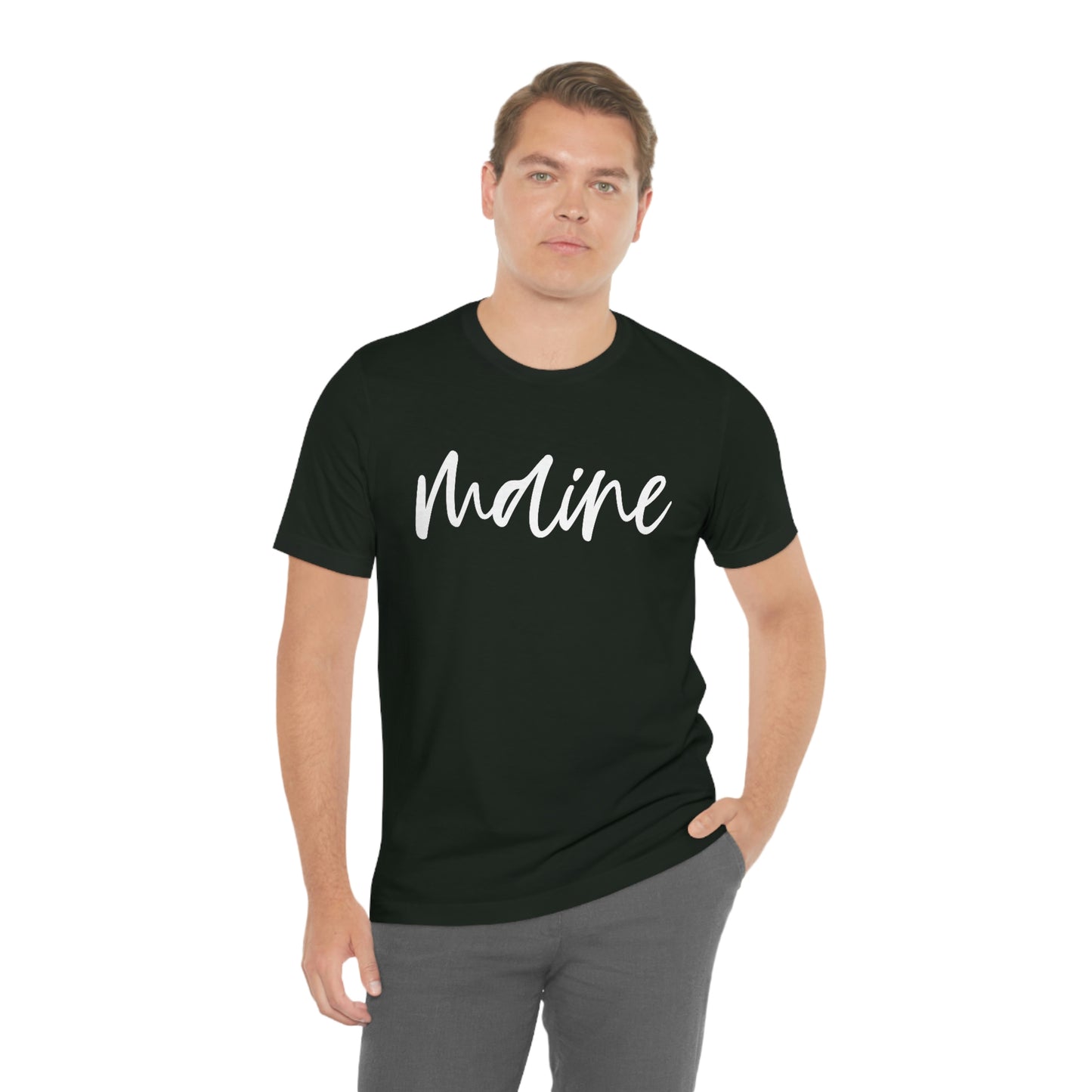 Maine White Script Short Sleeve T-shirt