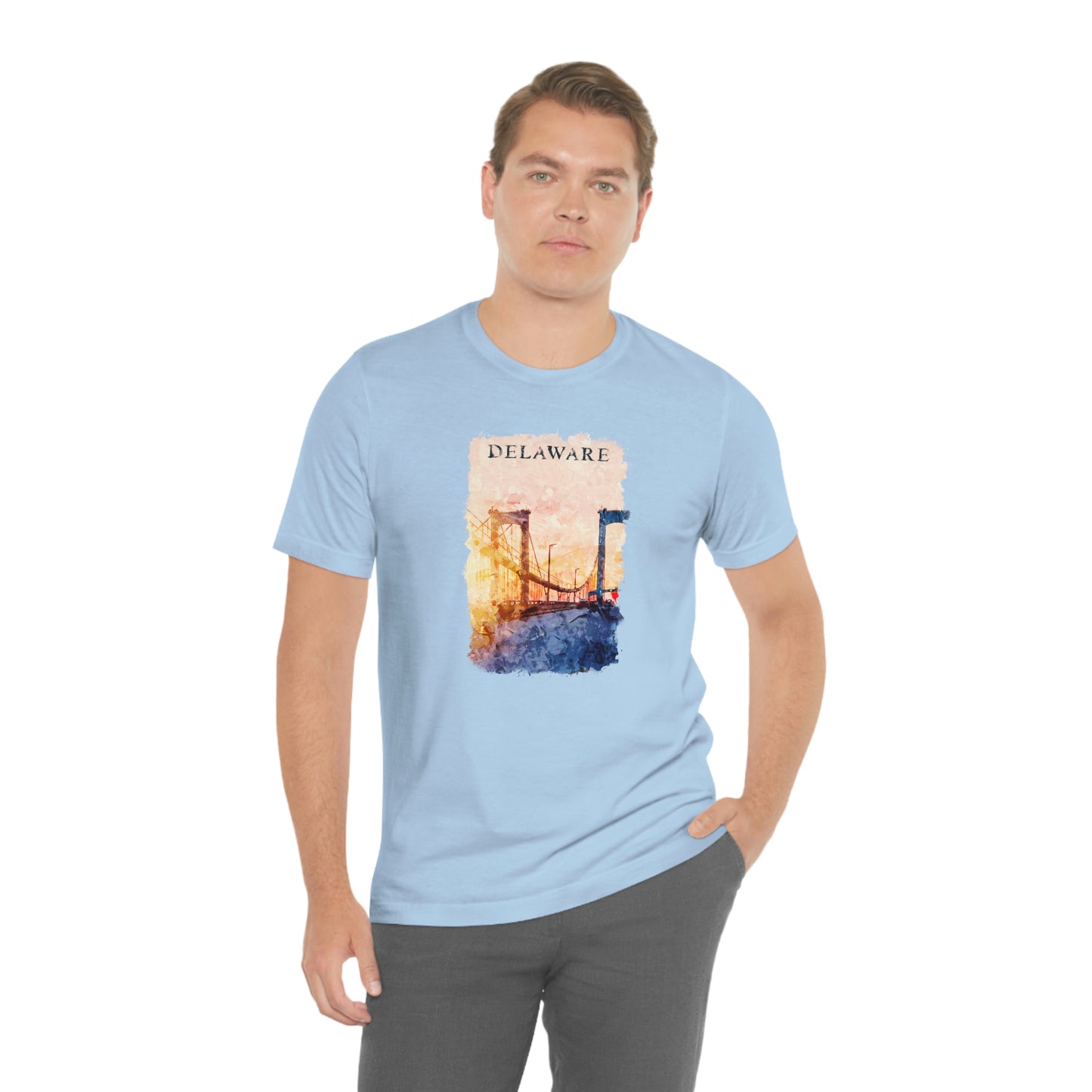 Delaware Memorial Bridge Watercolor Short Sleeve  T-shirt