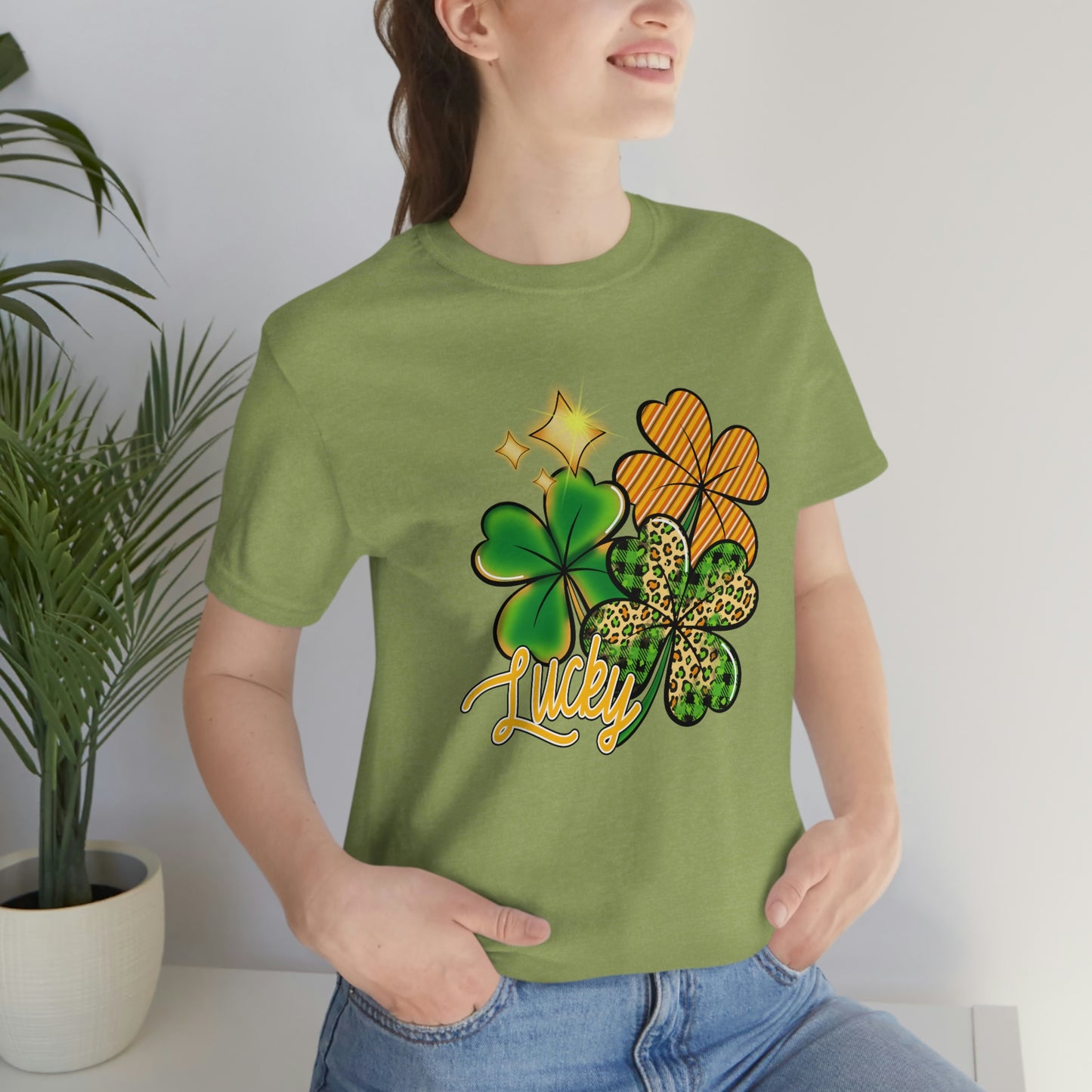 Lucky Shamrock Four Leaf Clover St. Patrick's Day Unisex Jersey Short Sleeve Tee