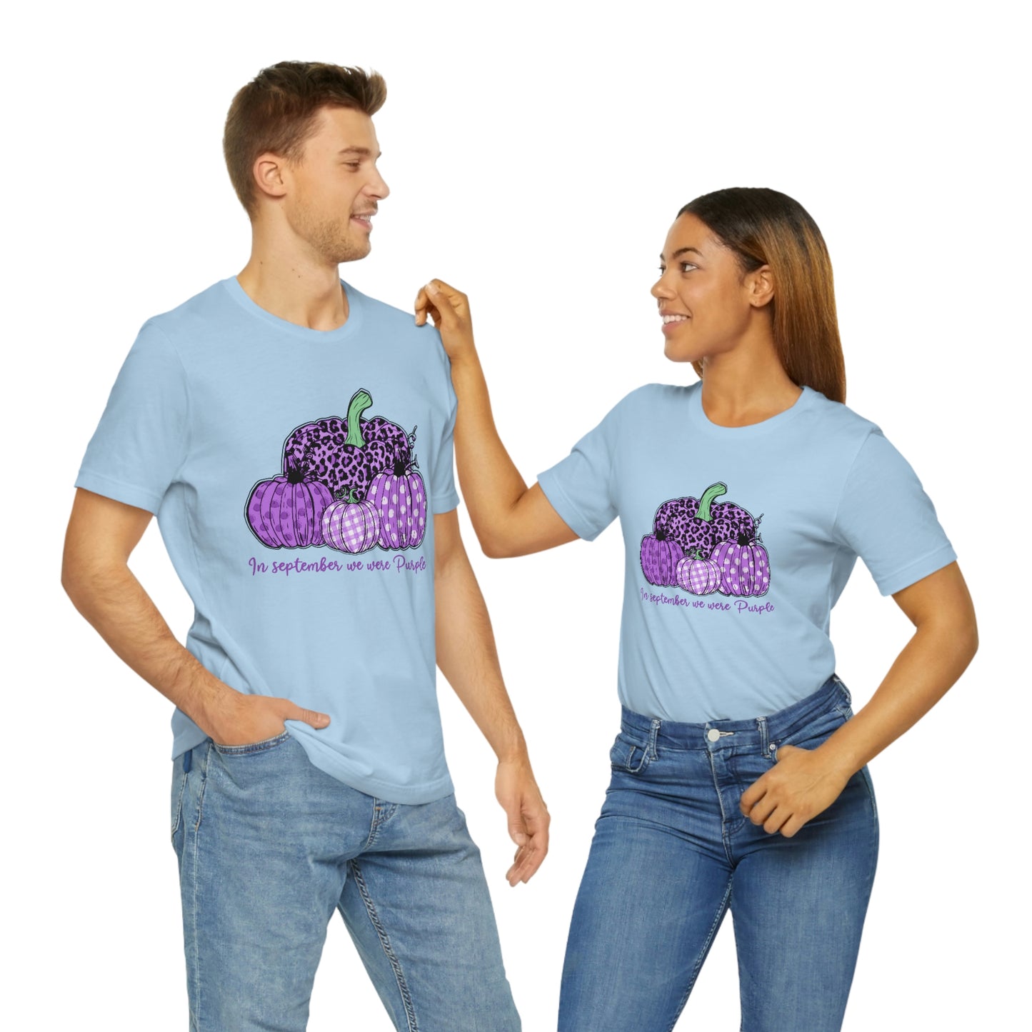 In September We Wear Purple Alzheimer's Print Unisex Jersey Short Sleeve Tee