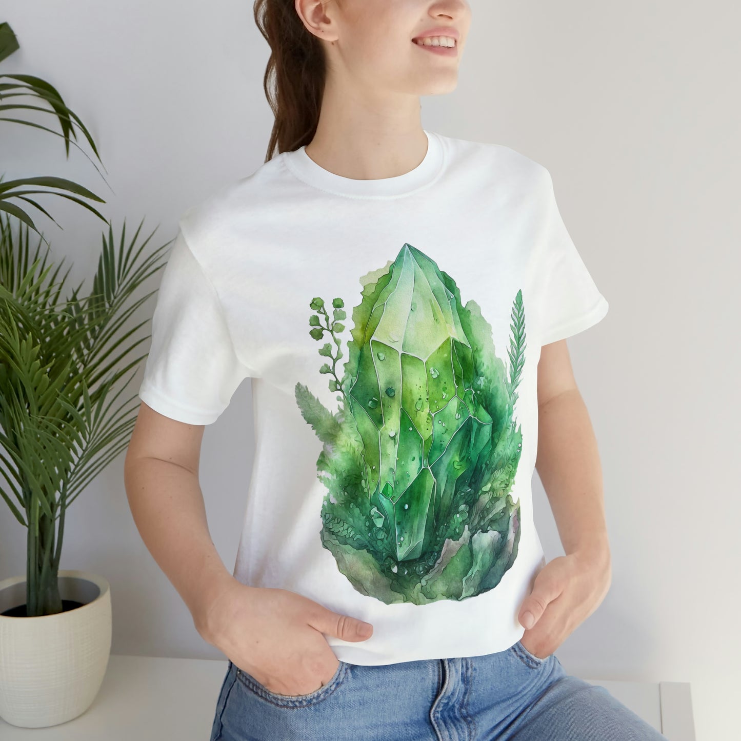 Watercolor Green Crystal Short Sleeve T-shirt