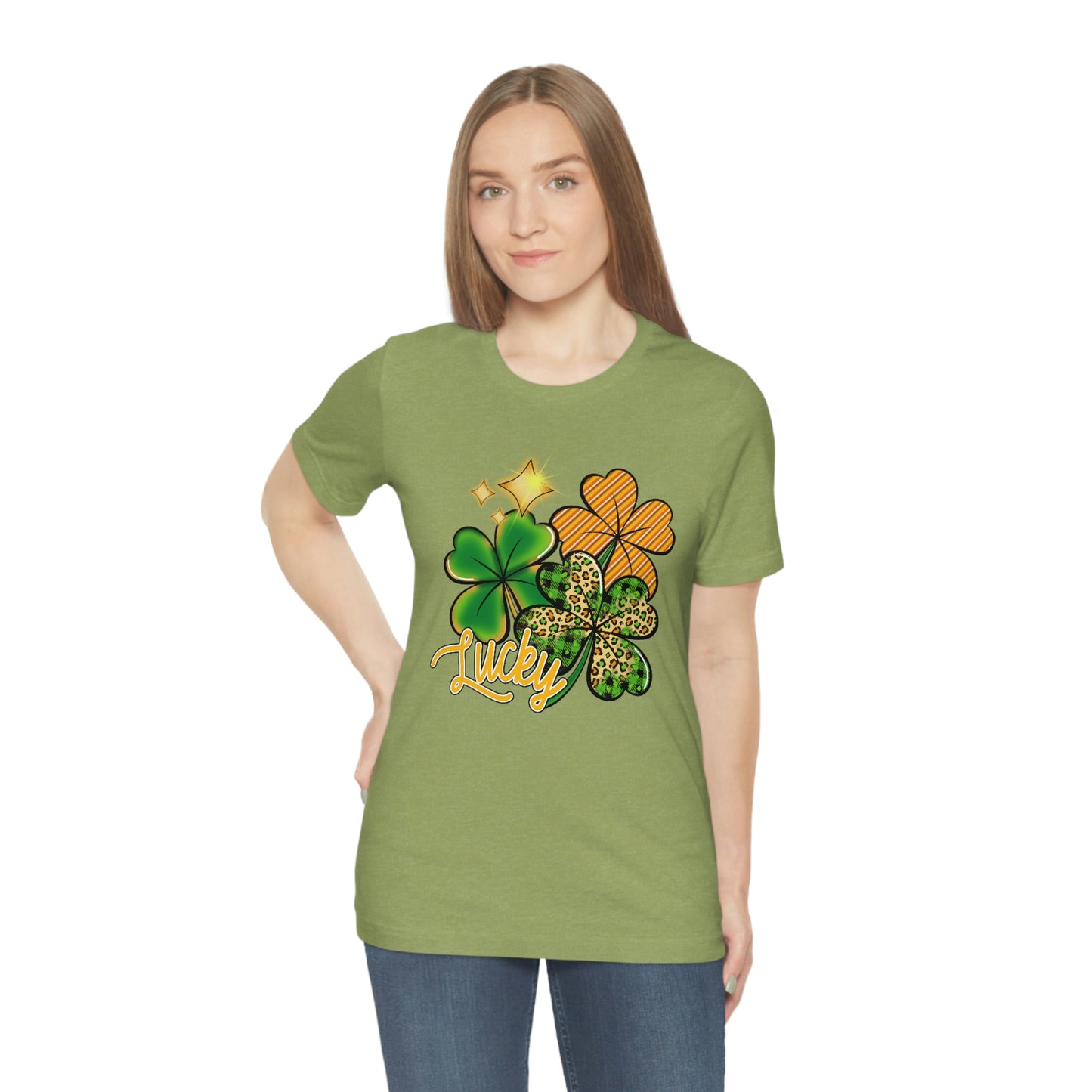 Lucky Shamrock Four Leaf Clover St. Patrick's Day Unisex Jersey Short Sleeve Tee