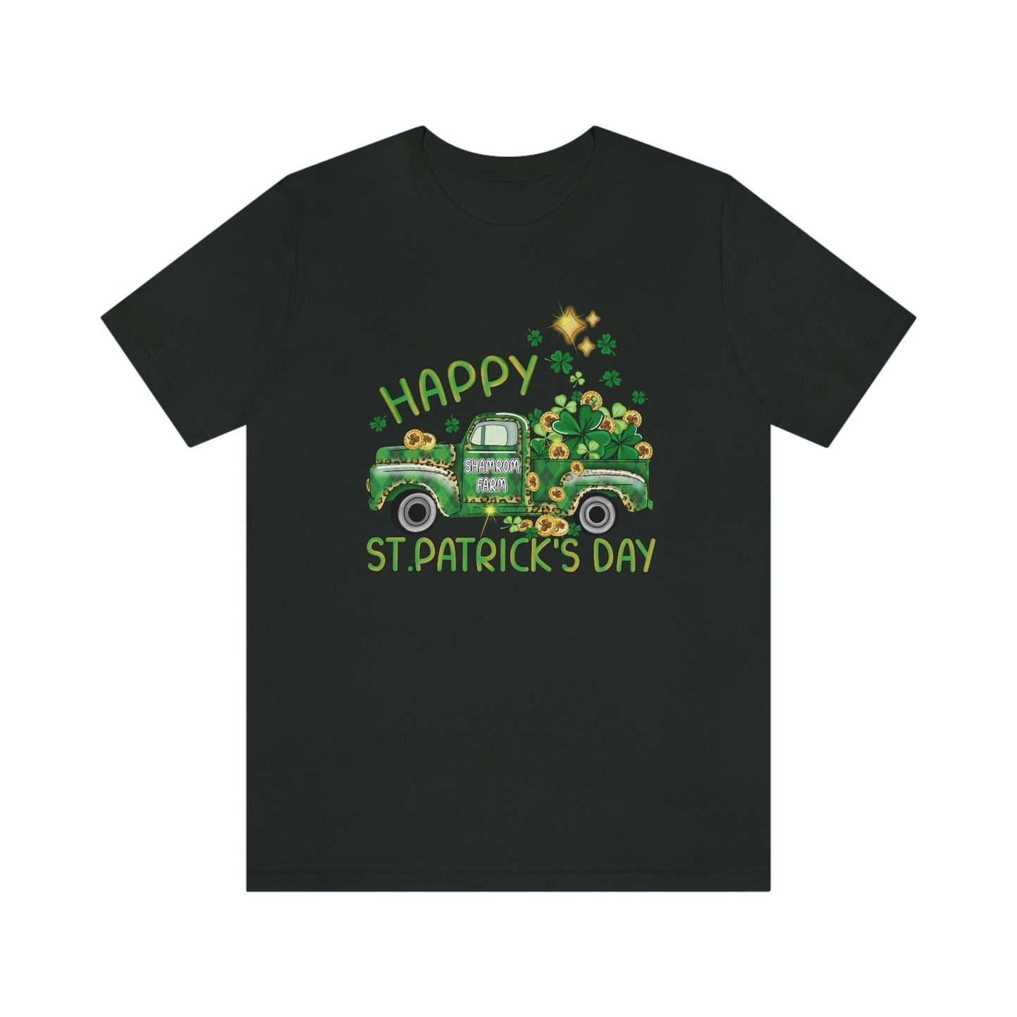 Happy St. Patrick's Day Shamrock Farms Truck Unisex Jersey Short Sleeve Tee