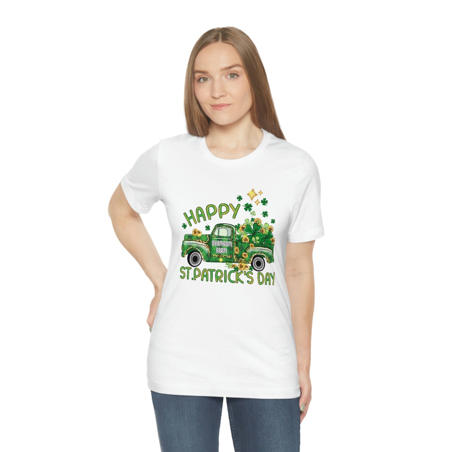 Happy St. Patrick's Day Shamrock Farms Truck Unisex Jersey Short Sleeve Tee