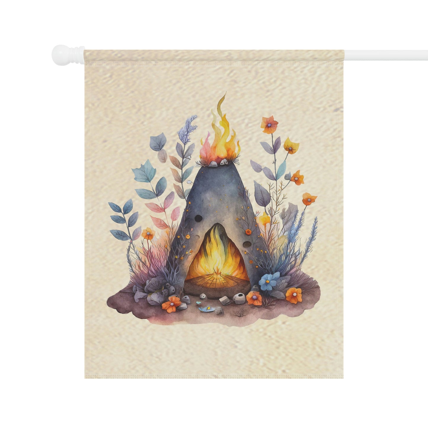 Watercolor of a Beltane Fire Garden & House Banner