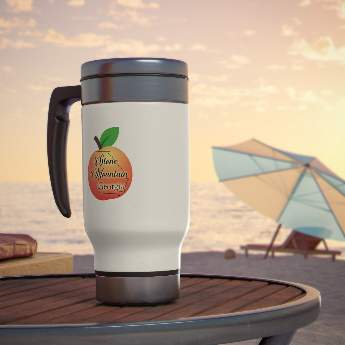 Stone Mountain Georgia Stainless Steel Travel Mug with Handle, 14oz