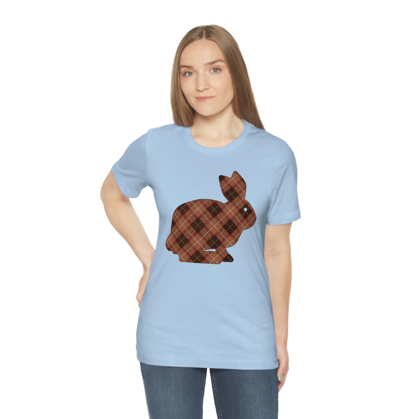 Brown Plaid Bunny Unisex Jersey Short Sleeve Tee