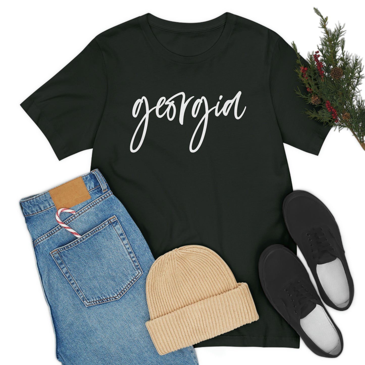 Georgia White Script Short Sleeve T-shirt