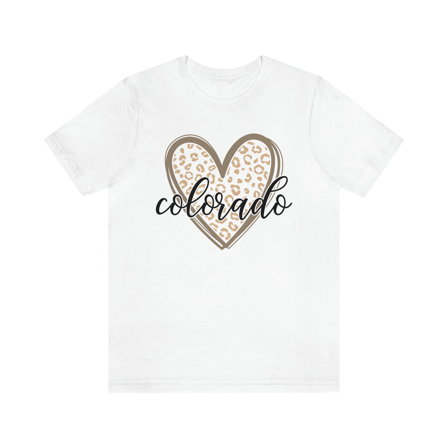 Colorado Heart Gold Leopard Print Unisex Jersey Short Sleeve Tee Tshirt T-shirt