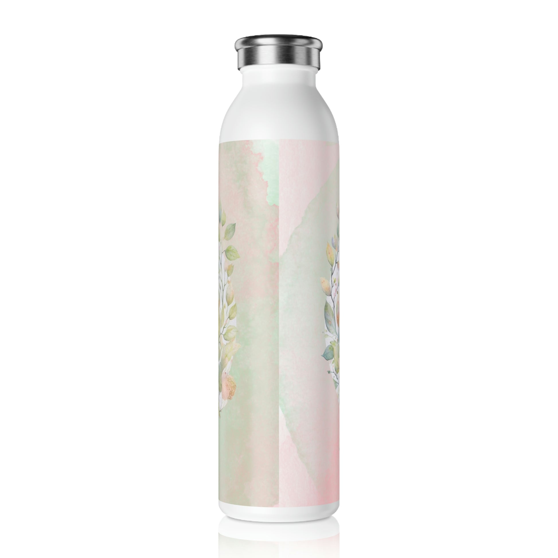 Girls Spring Flowers Watercolor Slim Water Bottle