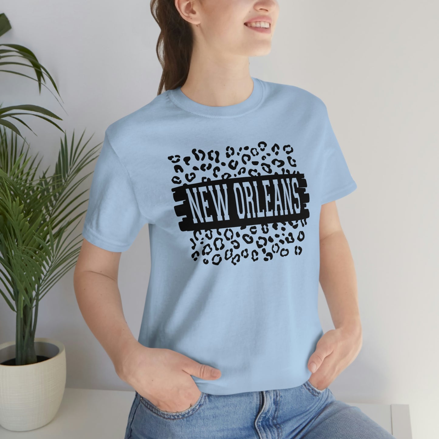 New Orleans Leopard Print Short Sleeve T-shirt