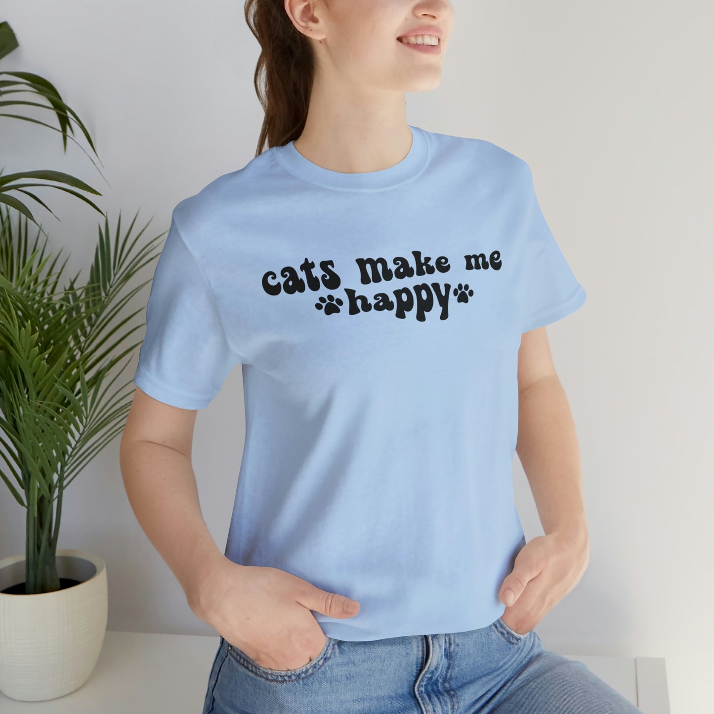 Cats Make Me Happy Short Sleeve T-shirt